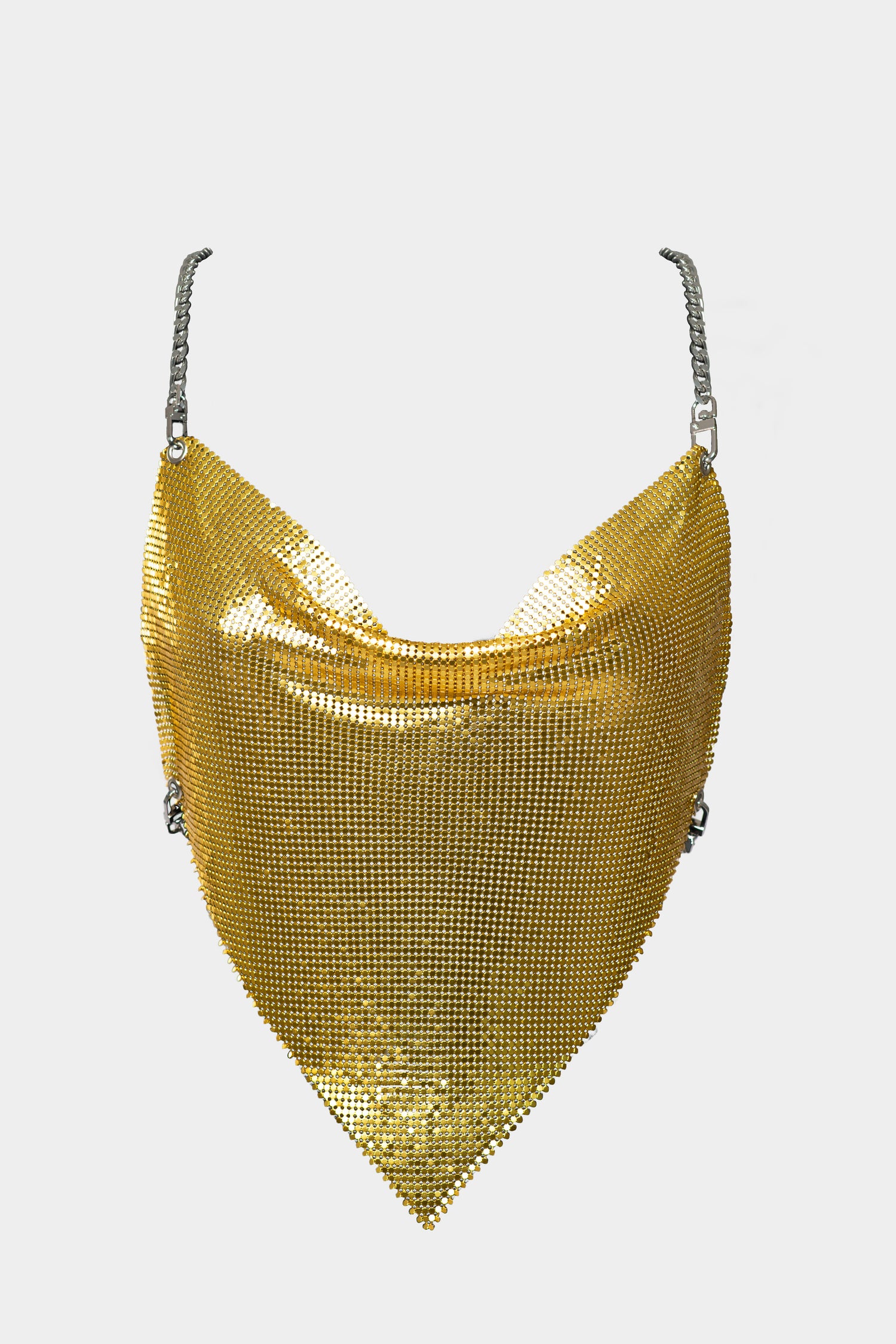 top in maglia metallica oro