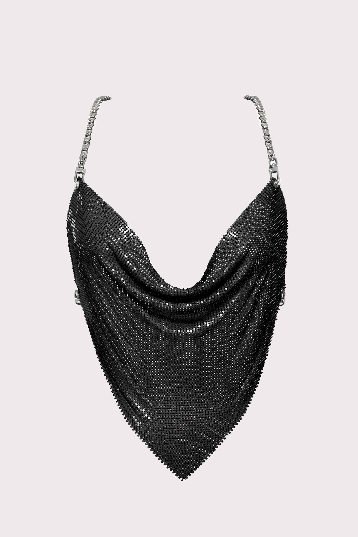 top in maglia metallica nera