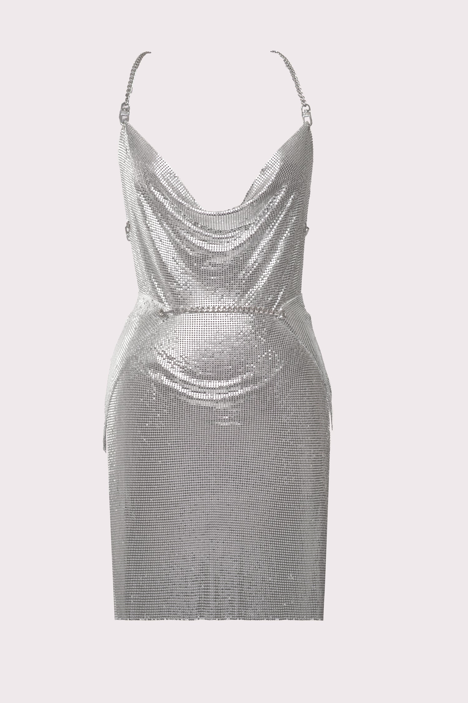 party dress in maglia metallica argento