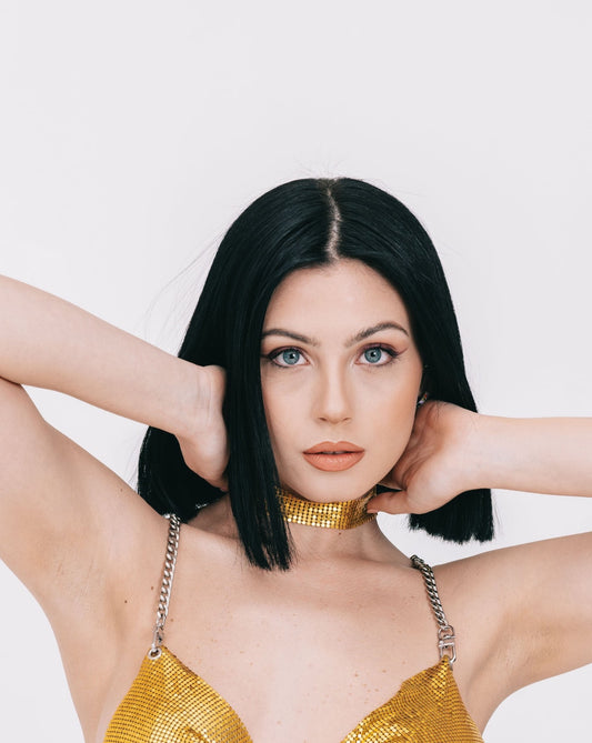 gold metal mesh choker